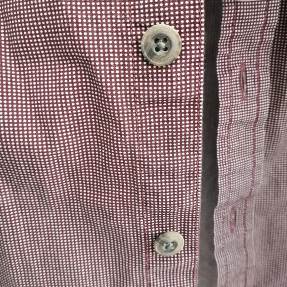 Prana Men's Borla Short Sleeve Button Up Chest Pockets Red Micro Dots Small - Picture 10 of 16